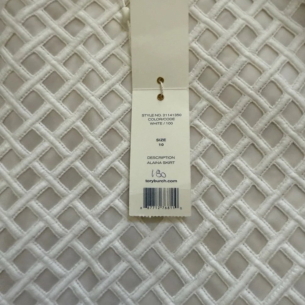 Tory Burch Alaina‎ White Diamond Weave Pencil Skirt NWT